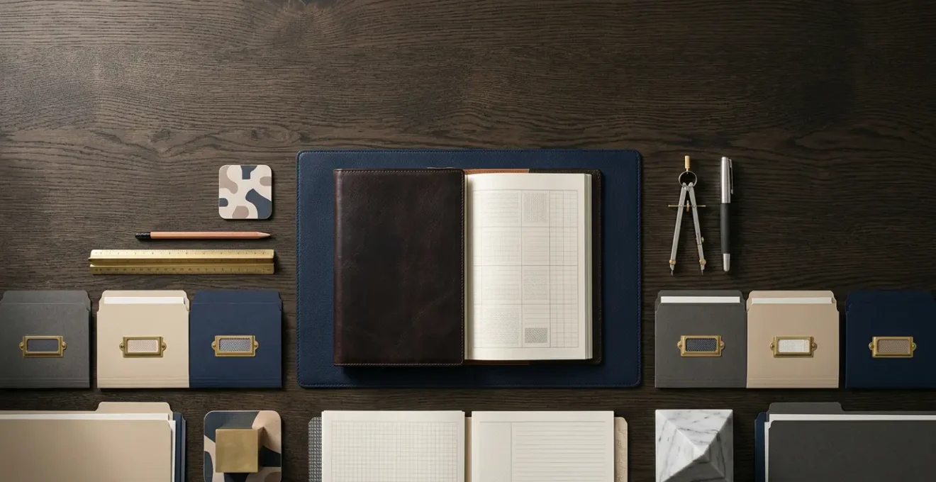 Concept métaphorique d'organisation et de conformité comptable avec éléments visuels évoquant l'ordre et la rigueur