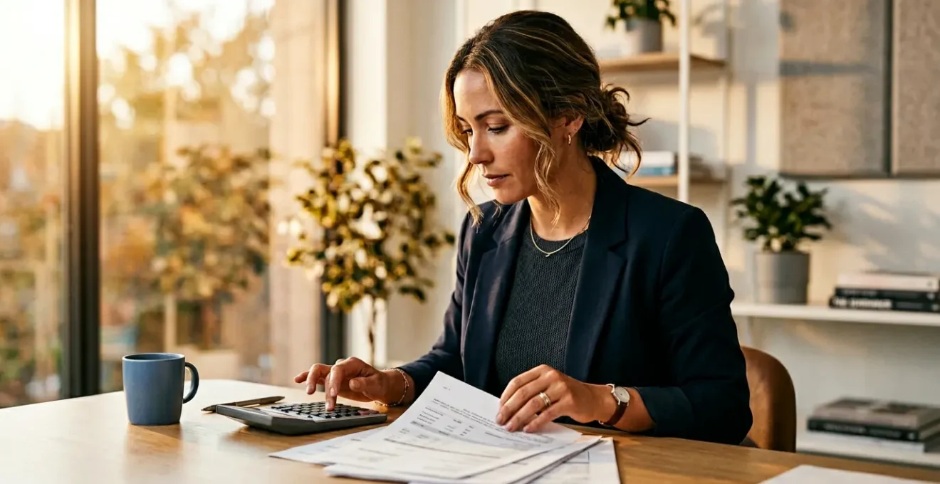 Entrepreneur concentré sur la gestion administrative de sa première paie