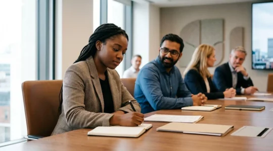 Nouveaux élus CSE réunis autour d'une table lors de leur première réunion officielle