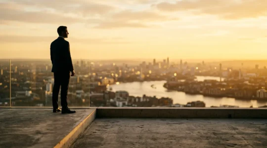 Personne debout face à un horizon lumineux symbolisant un nouveau départ professionnel après un licenciement