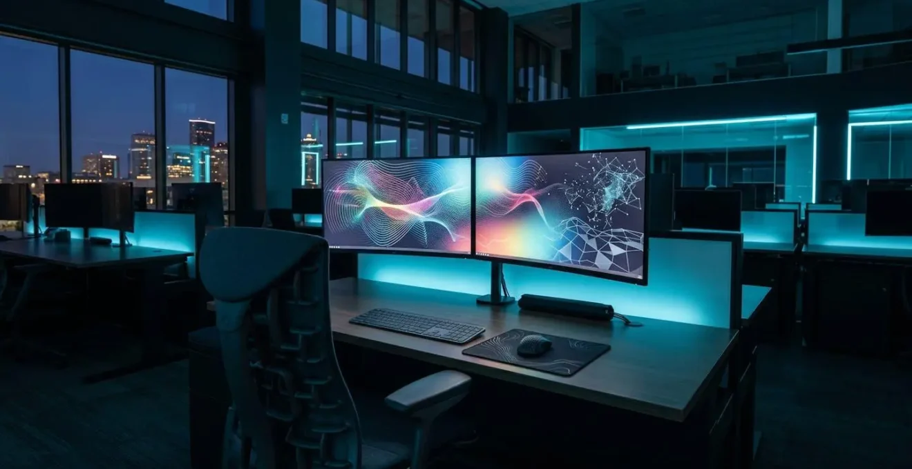 Environnement de travail d'un expert en cybersécurité avec équipements techniques professionnels