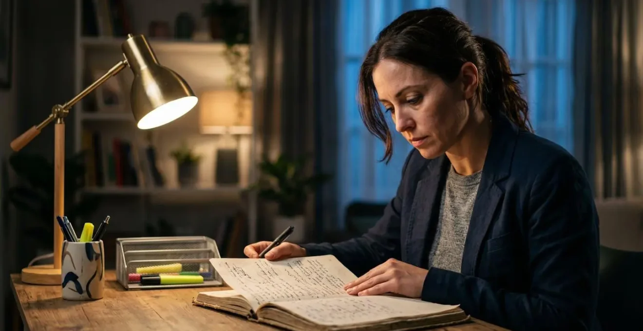 Professionnel étudiant en soirée dans un espace de travail personnel et organisé