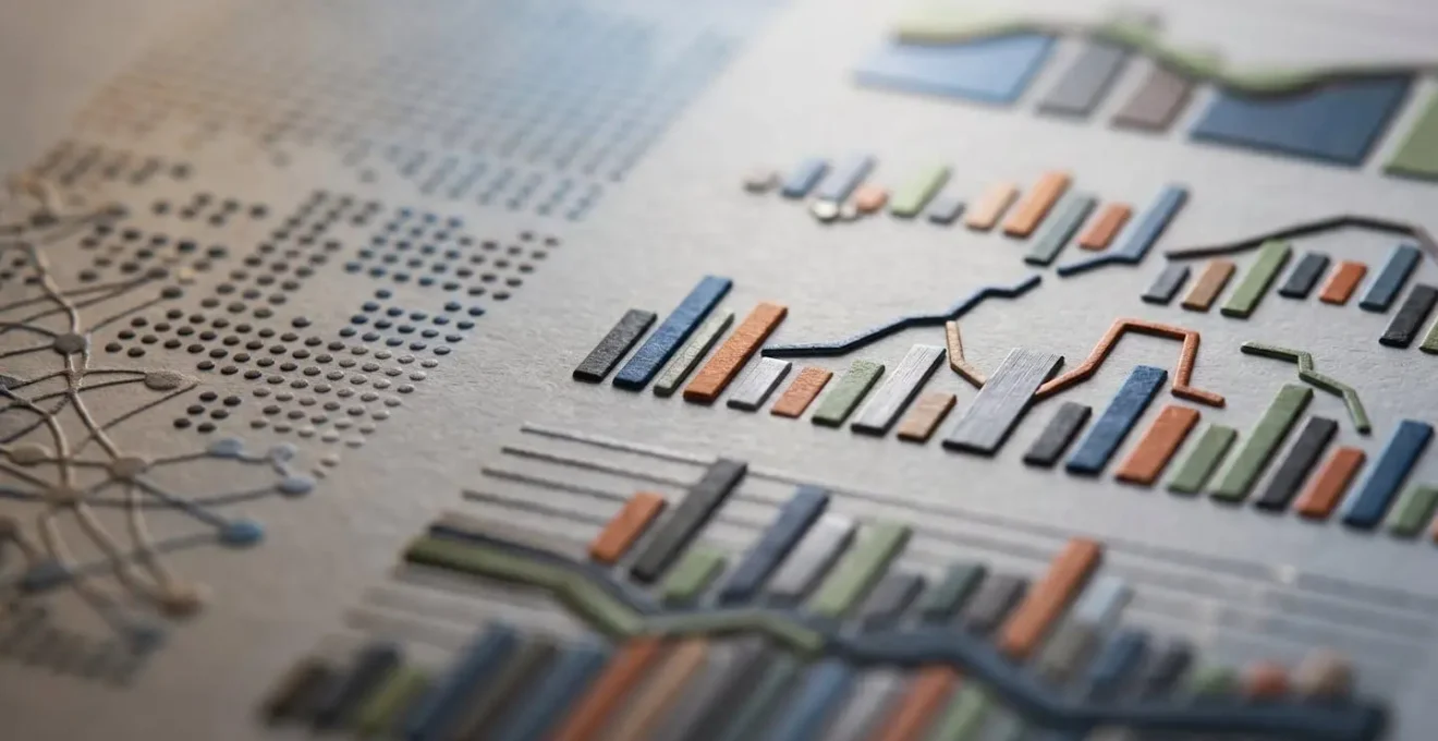 Détail macro d'un tableau de bord avec indicateurs de performance d'équipe, focale sur les métriques qualitatives