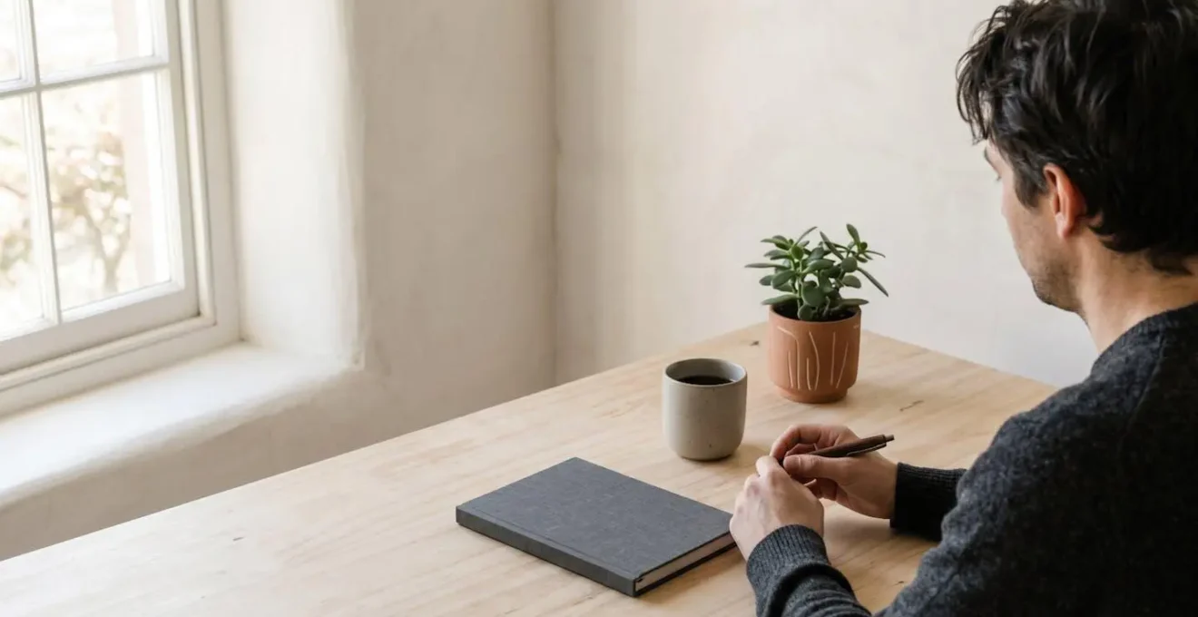 Environnement de travail minimaliste représentant la phase d'exploration et de test d'un nouveau secteur professionnel