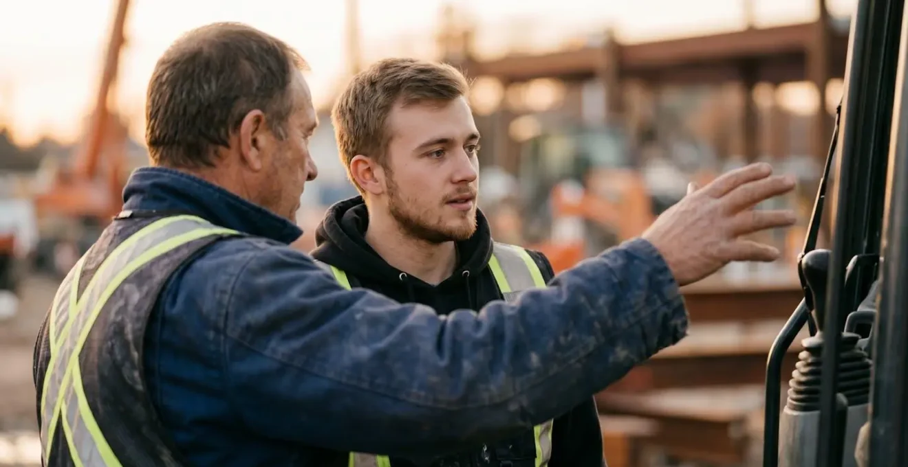 Transmission des compétences entre conducteur expérimenté et apprenti sur chantier